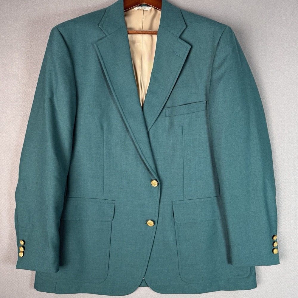 Vintage Palm Beach Sport Coat Blazer Teal Blue Green Aqua Size 44R USA Made